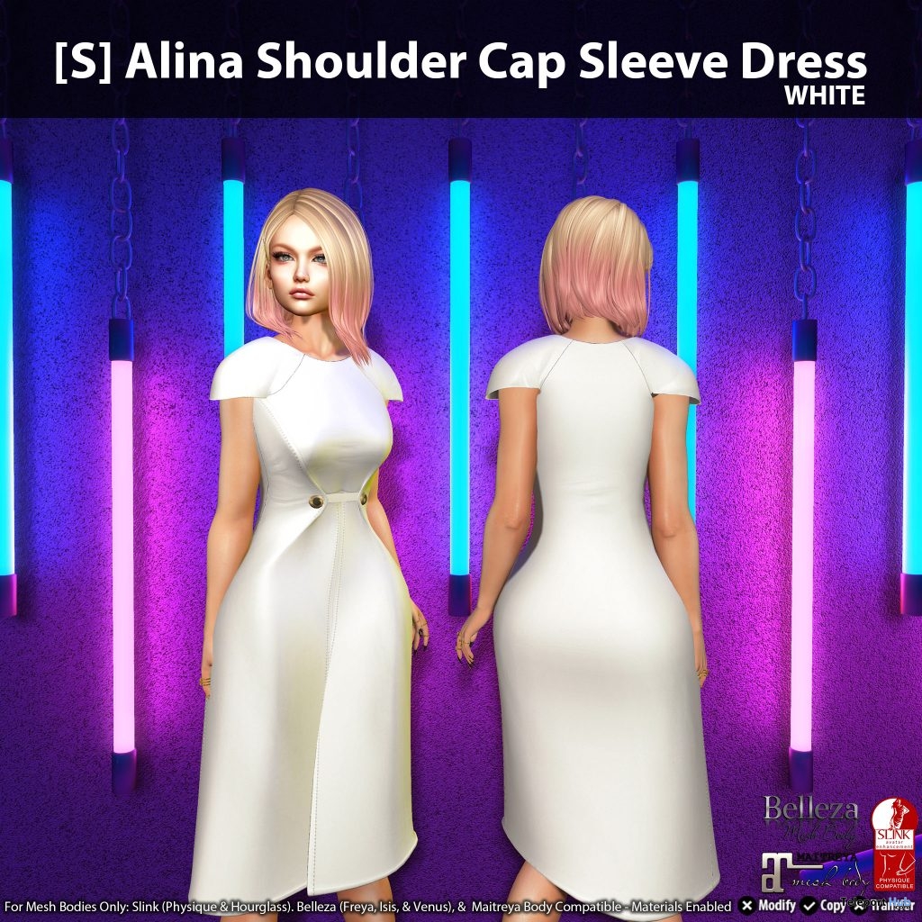 New Release: [S] Alina Shoulder Cap Sleeve Dress by [satus Inc] - Teleport Hub - teleporthub.com