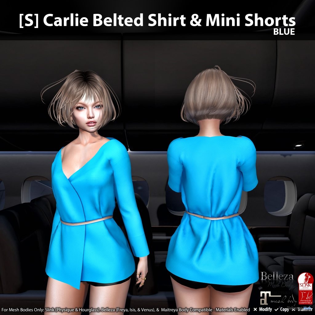 New Release: [S] Carlie Belted Shirt & Mini Shorts by [satus Inc] - Teleport Hub - teleporthub.com