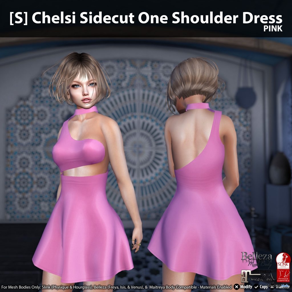 New Release: [S] Chelsi Sidecut One Shoulder Dress by [satus Inc] - Teleport Hub - teleporthub.com