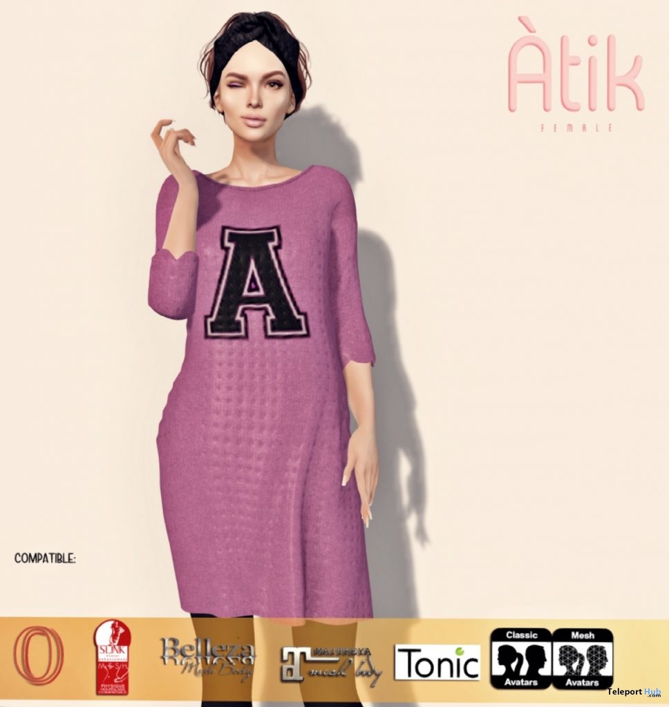 Pink Long Dress January 2019 Group Gift by AtiK - Teleport Hub - teleporthub.com
