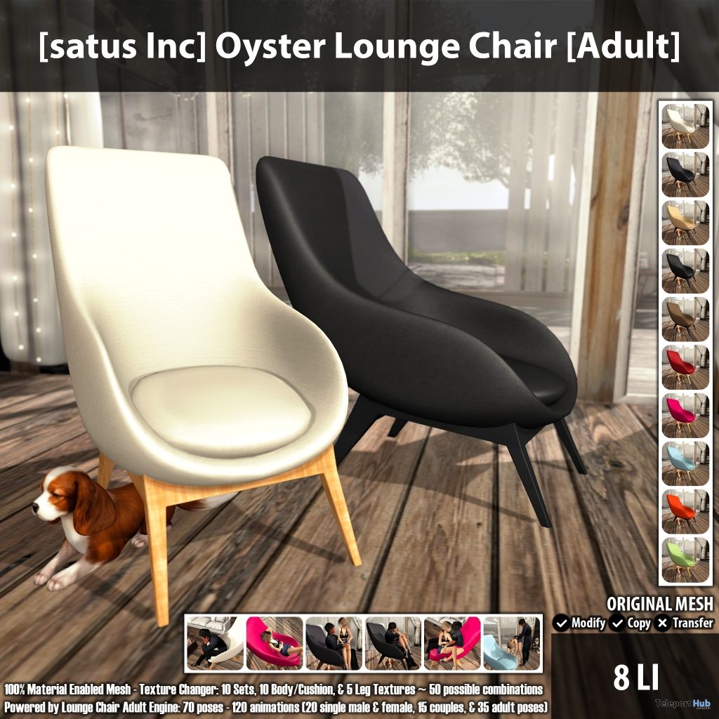 New Release: Oyster Lounge Chair [Adult] & [PG] by [satus Inc] - Teleport Hub - teleporthub.com