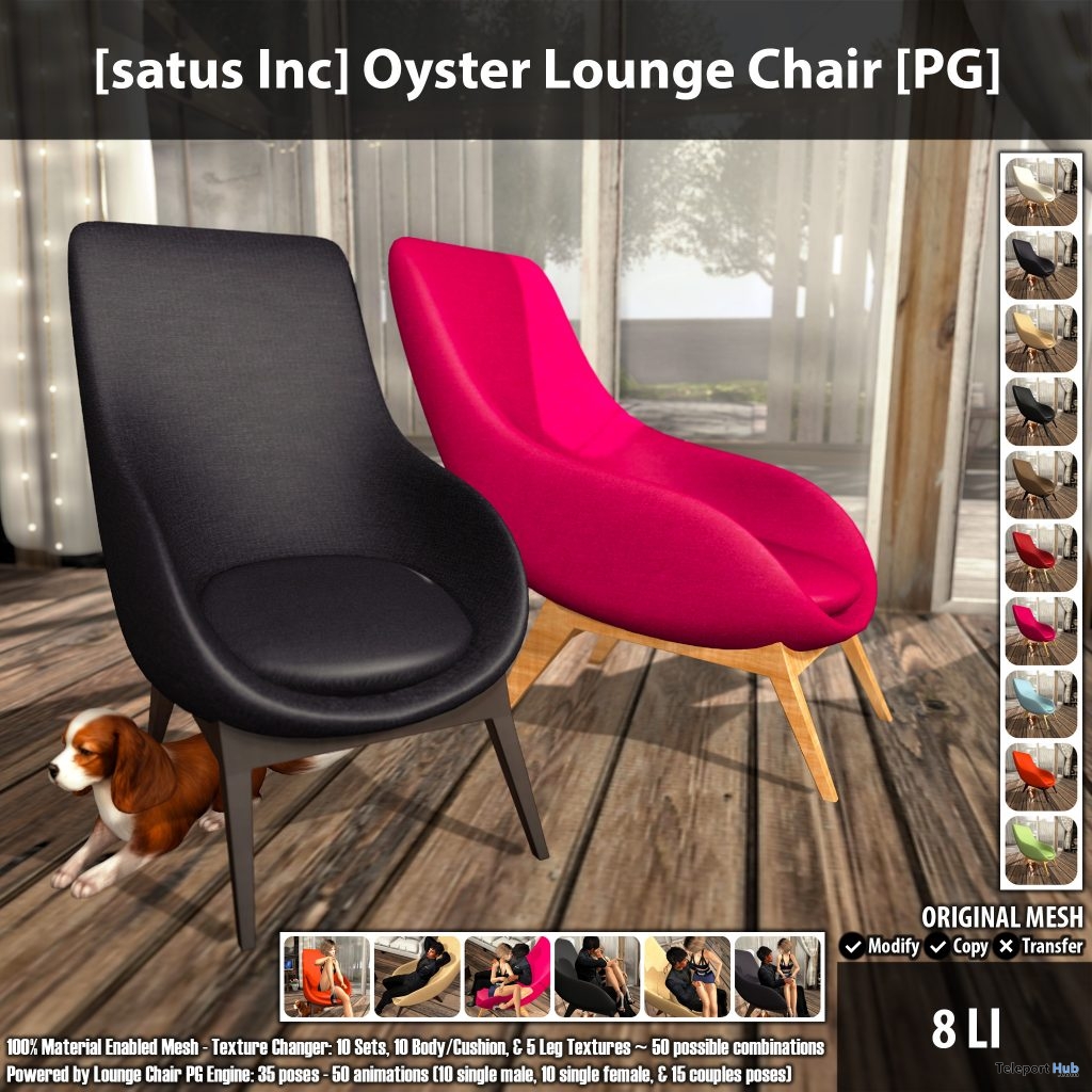 New Release: Oyster Lounge Chair [Adult] & [PG] by [satus Inc] - Teleport Hub - teleporthub.com