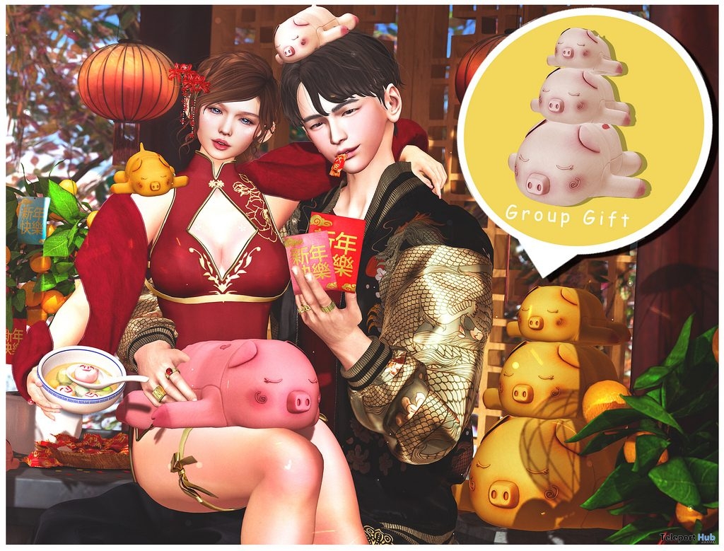 2019 Year of The Pig Doll X3 February 2019 Group Gift by Zenith - Teleport Hub - teleporthub.com