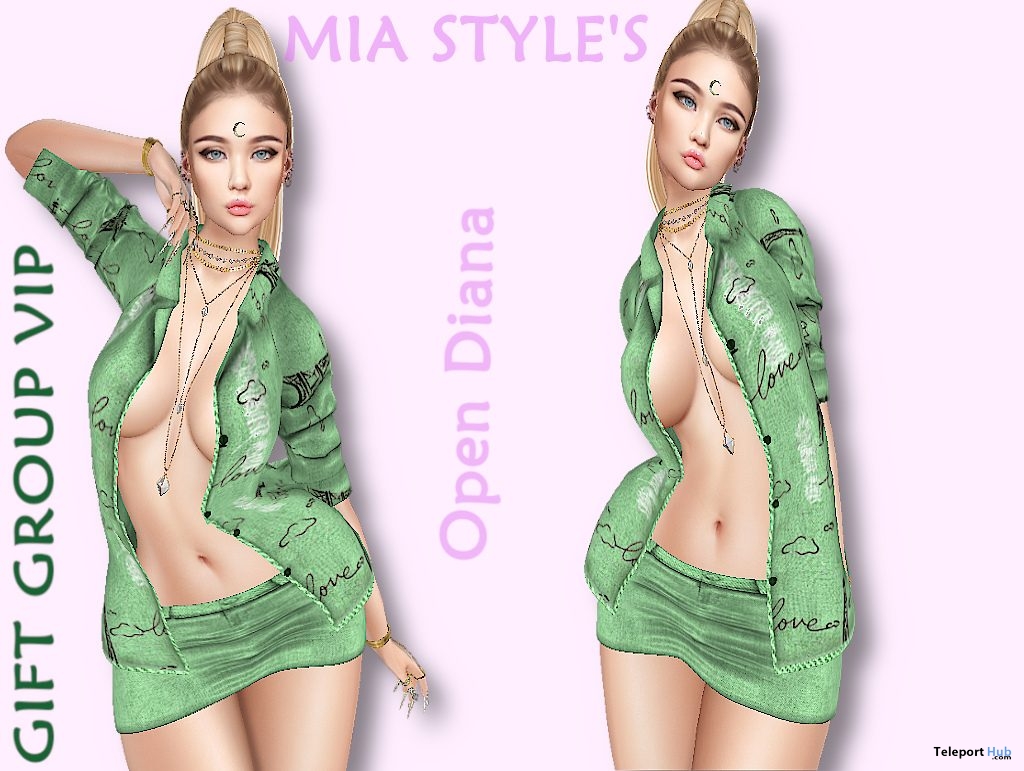 Sexy Open Shirt & Mini Skirts March 2019 Group Gift by Mia Styles - Teleport Hub - teleporthub.com