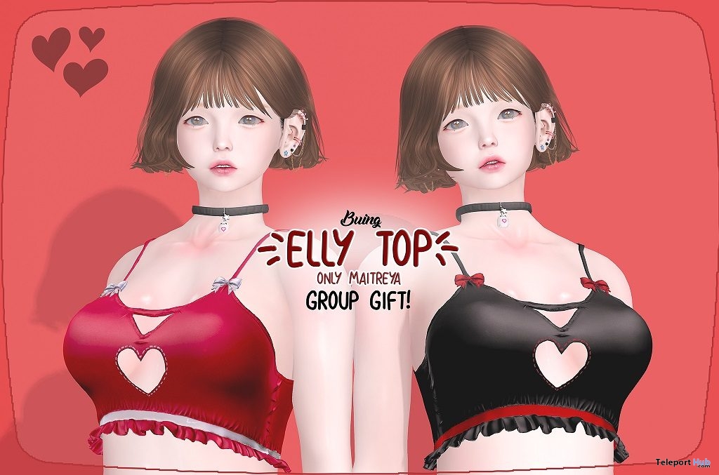 Elly Top Black & Red February 2019 Group Gift by BUING - Teleport Hub - teleporthub.com