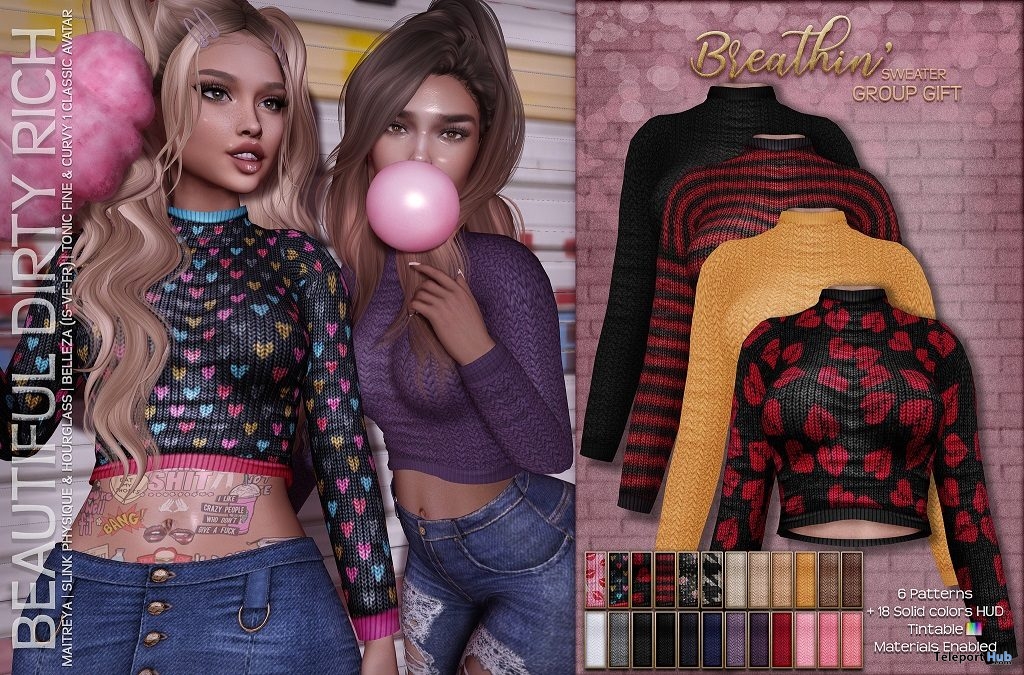 Breathin' Sweater February 2019 Group Gift by Beautiful Dirty Rich - Teleport Hub - teleporthub.com