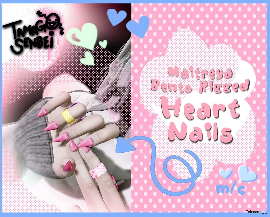 Heart Nails February 2019 Gift by Tamagosenbei - Teleport Hub - teleporthub.com