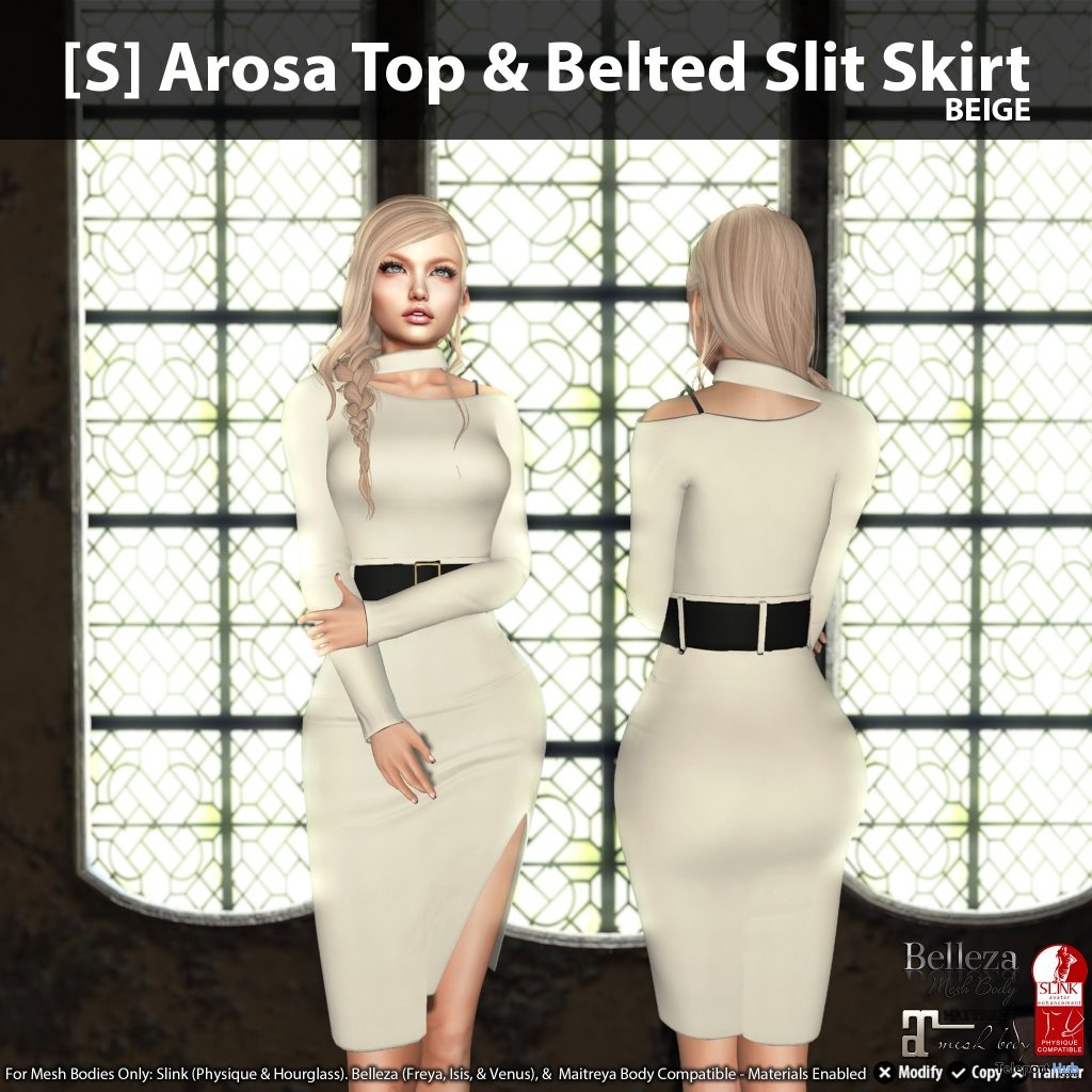 [S] Arosa Top & Belted Slit Skirt Fatpack Group Gift by [satus Inc] - Teleport Hub - teleporthub.com