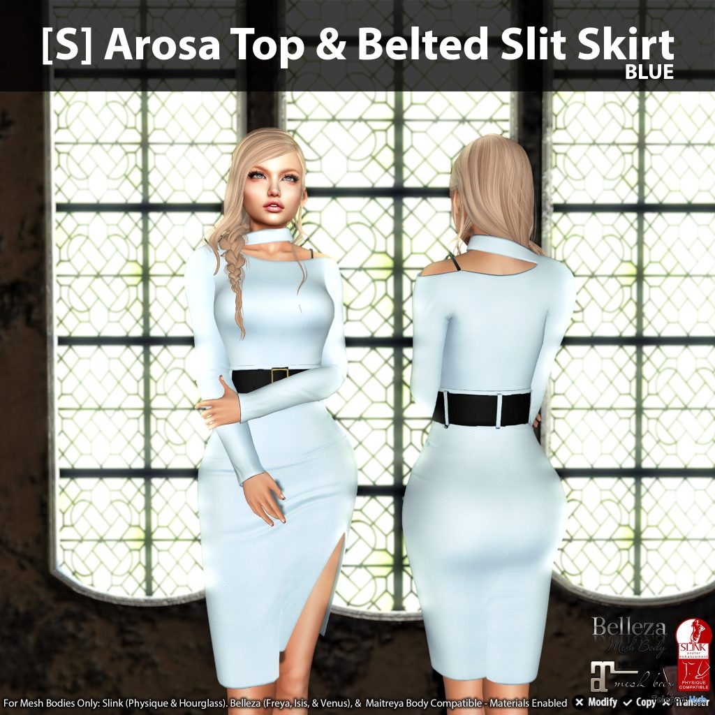 [S] Arosa Top & Belted Slit Skirt Fatpack Group Gift by [satus Inc] - Teleport Hub - teleporthub.com