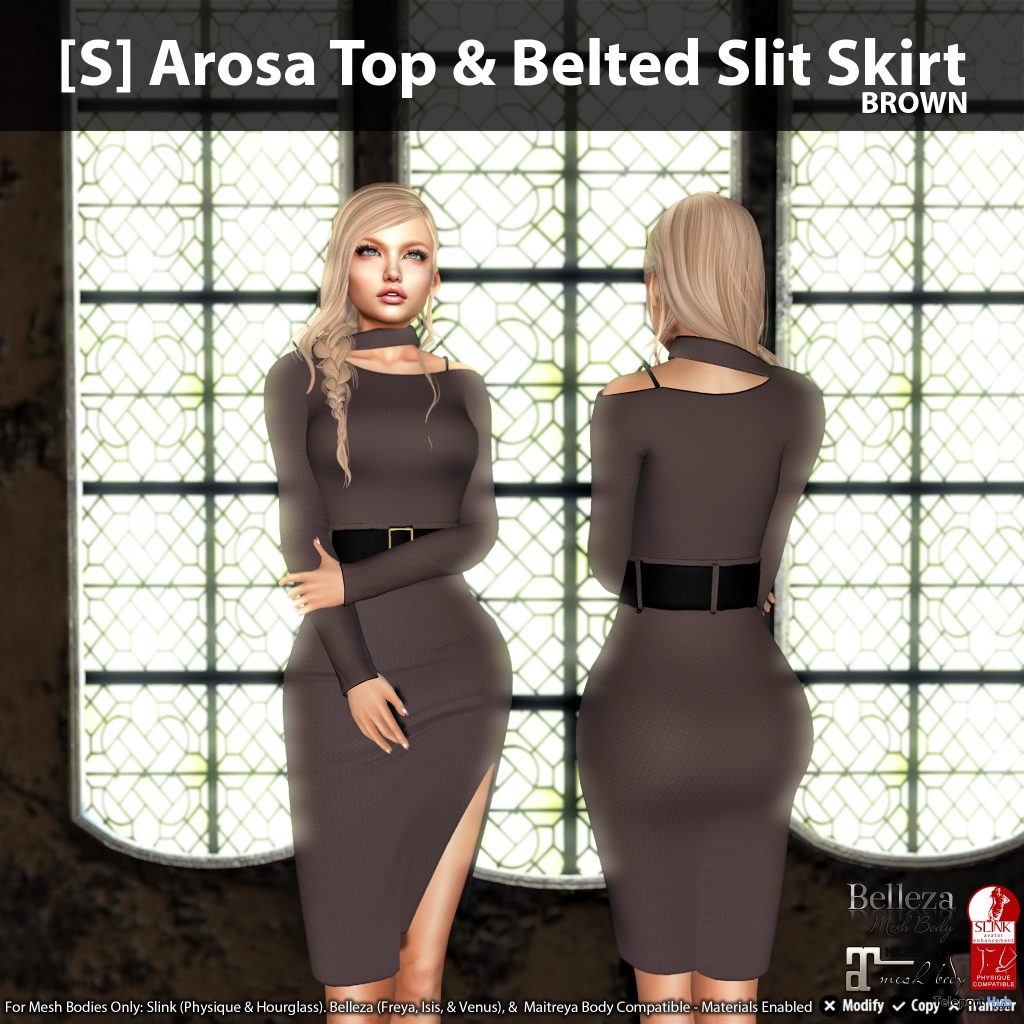 [S] Arosa Top & Belted Slit Skirt Fatpack Group Gift by [satus Inc] - Teleport Hub - teleporthub.com
