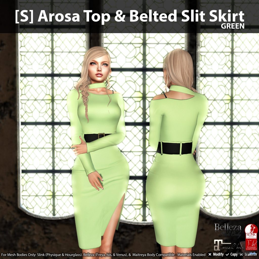 [S] Arosa Top & Belted Slit Skirt Fatpack Group Gift by [satus Inc] - Teleport Hub - teleporthub.com