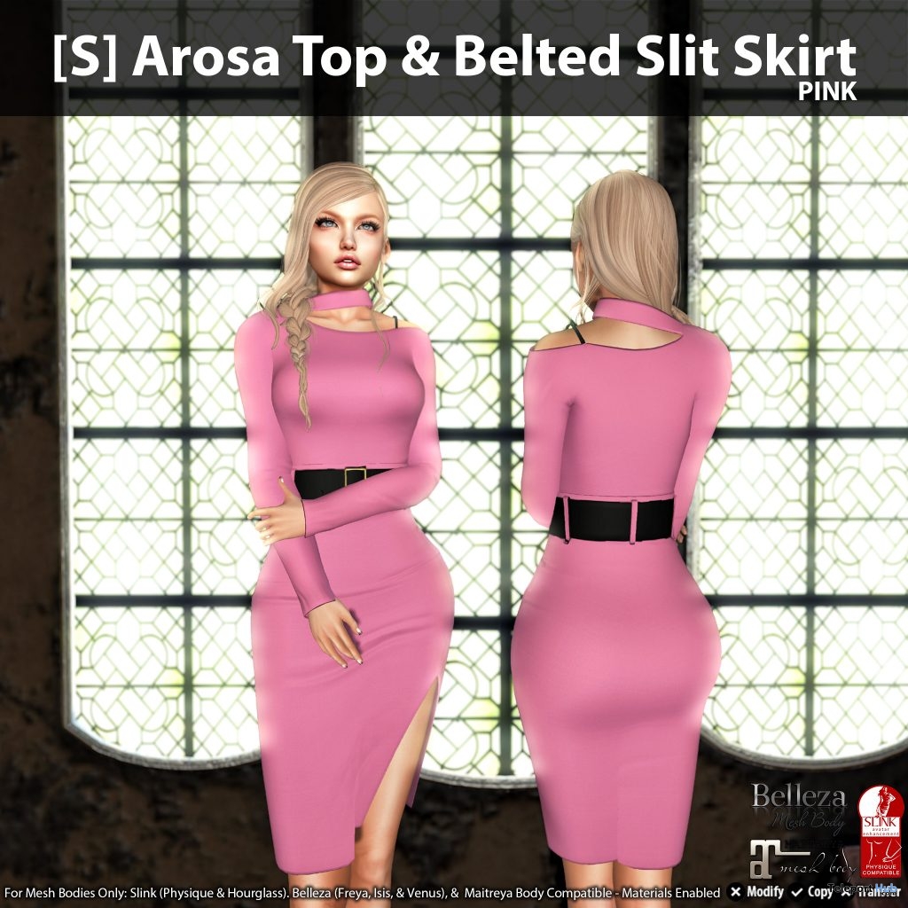 [S] Arosa Top & Belted Slit Skirt Fatpack Group Gift by [satus Inc] - Teleport Hub - teleporthub.com