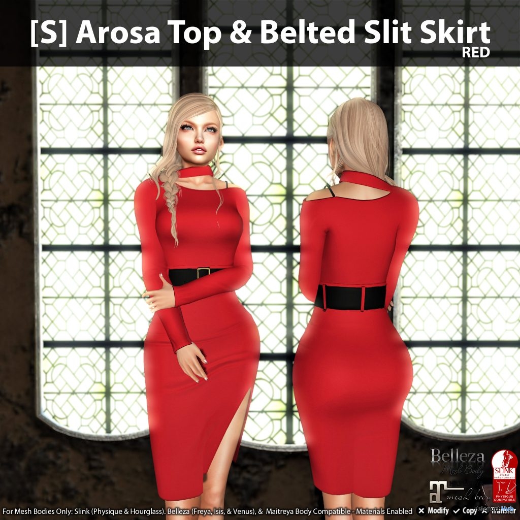 [S] Arosa Top & Belted Slit Skirt Fatpack Group Gift by [satus Inc] - Teleport Hub - teleporthub.com