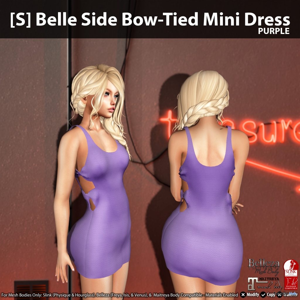 New Release: [S] Belle Side Bow-Tied Mini Dress by [satus Inc] - Teleport Hub - teleporthub.com