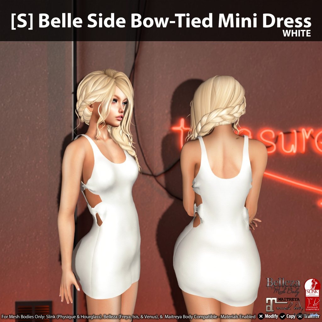 New Release: [S] Belle Side Bow-Tied Mini Dress by [satus Inc] - Teleport Hub - teleporthub.com