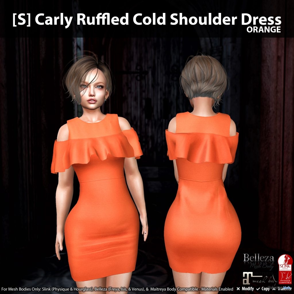 New Release: [S] Carly Ruffled Cold Shoulder Dress by [satus Inc] - Teleport Hub - teleporthub.com
