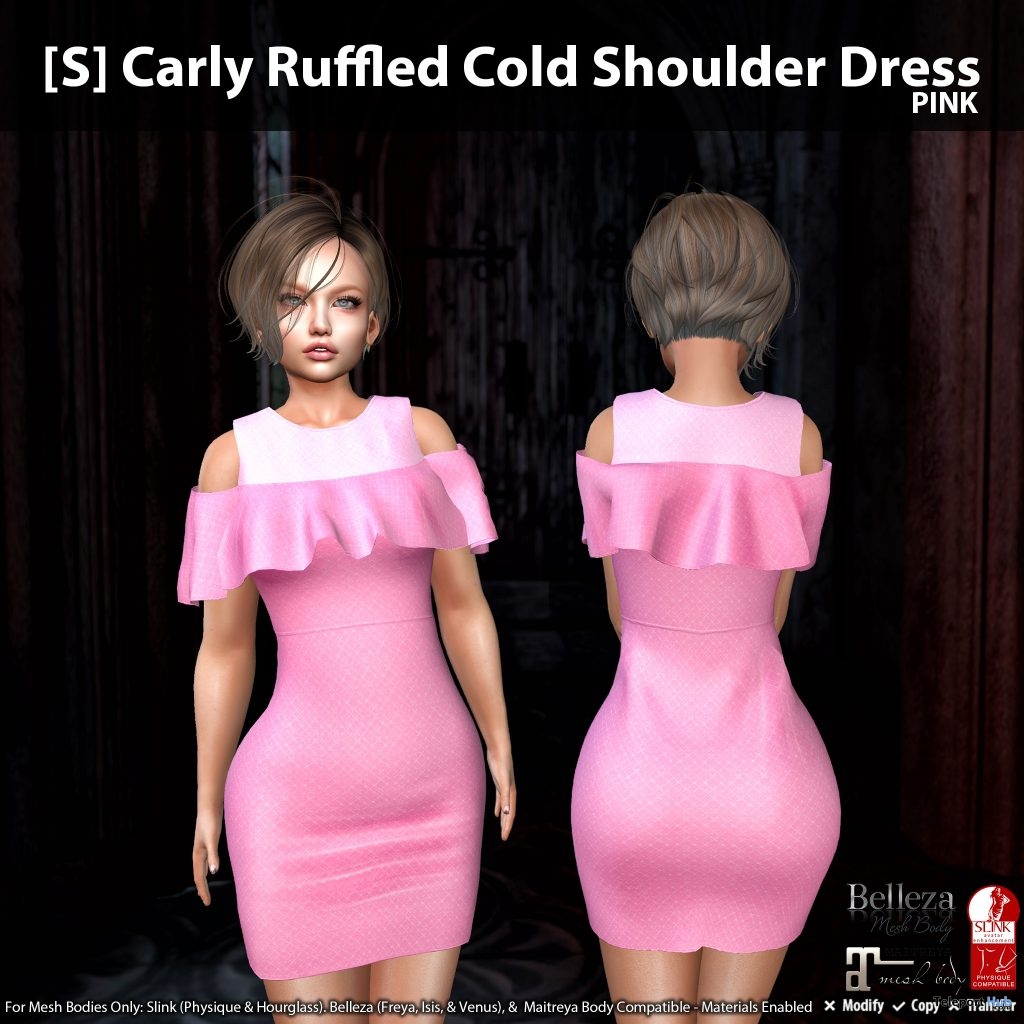 New Release: [S] Carly Ruffled Cold Shoulder Dress by [satus Inc] - Teleport Hub - teleporthub.com
