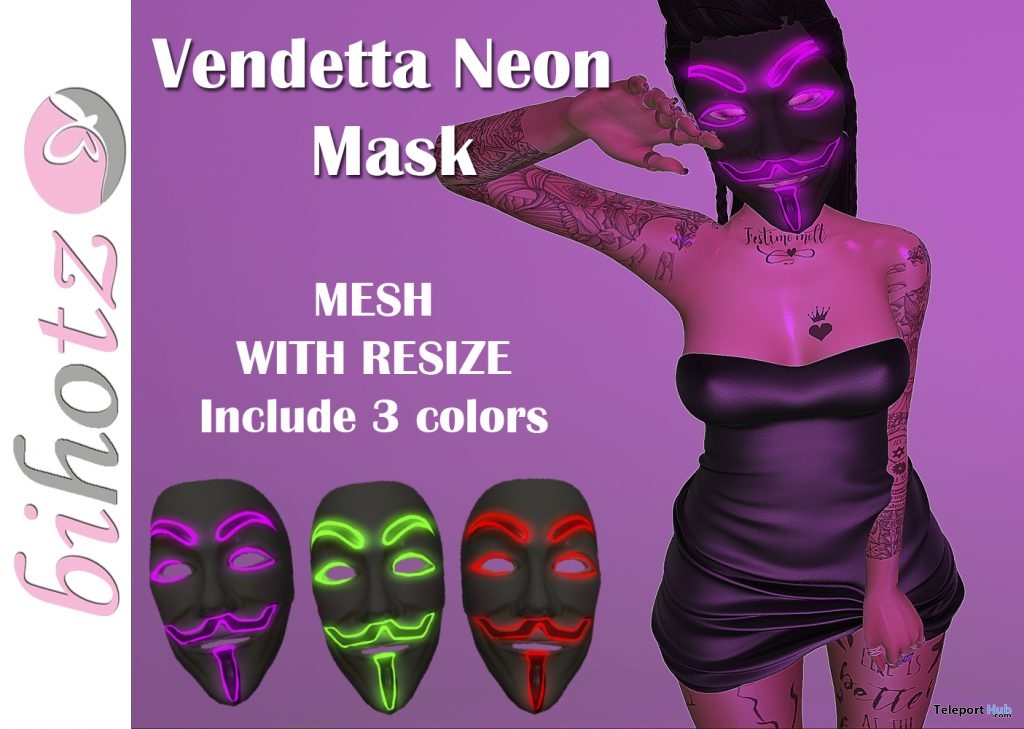 Vendetta Neon Mask March 2019 Group Gift by bihotz - Teleport Hub - teleporthub.com