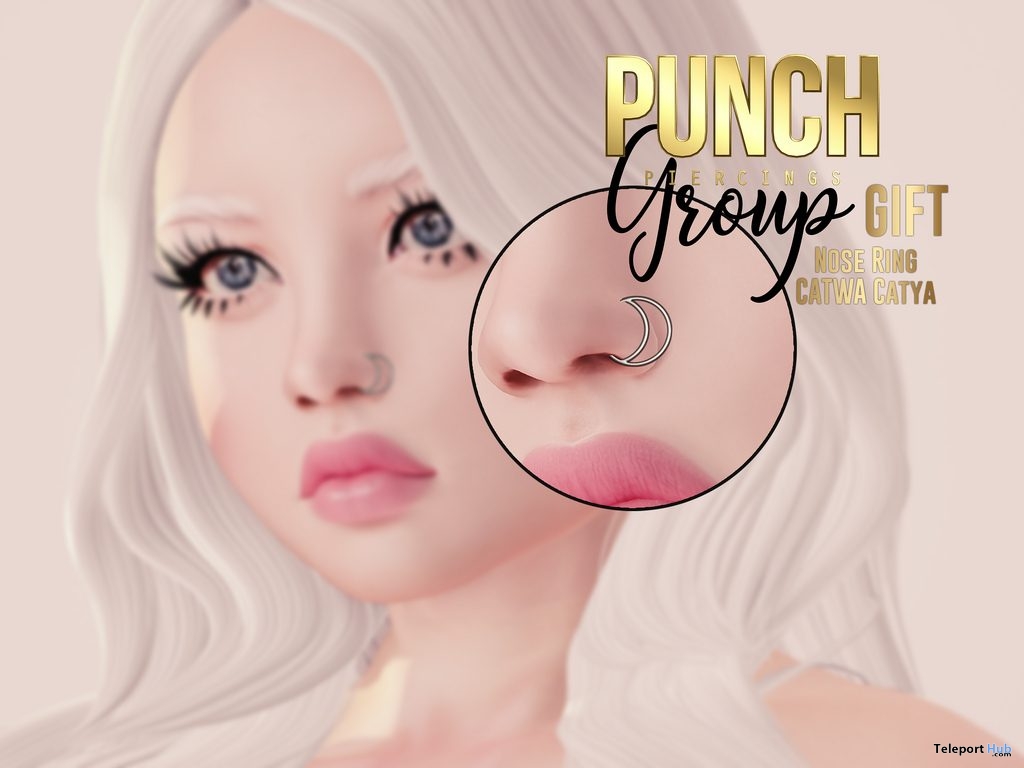 Lune Nose Ring Fitted For Catwa Catya Head March 2019 Group Gift by PUNCH Piercing Store - Teleport Hub - teleporthub.com