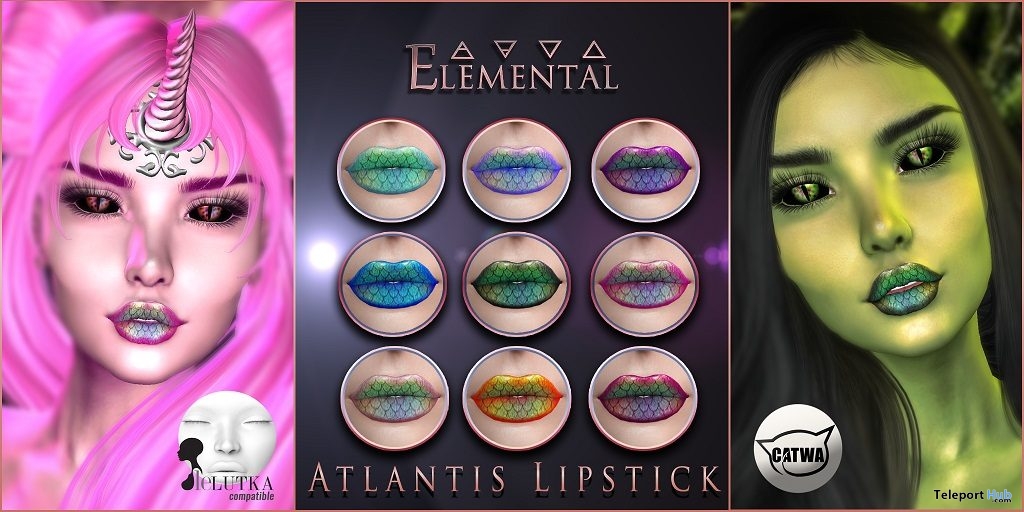 Atlantis Lipstick Pack March 2019 Group Gift by Elemental - Teleport Hub - teleporthub.com