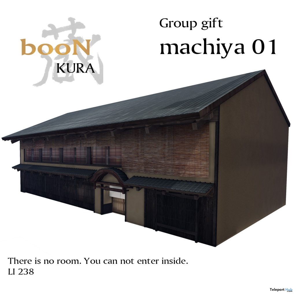 Machiya 01 Japanese Prop Building March 2019 Group Gift by booN - Teleport Hub - teleporthub.com