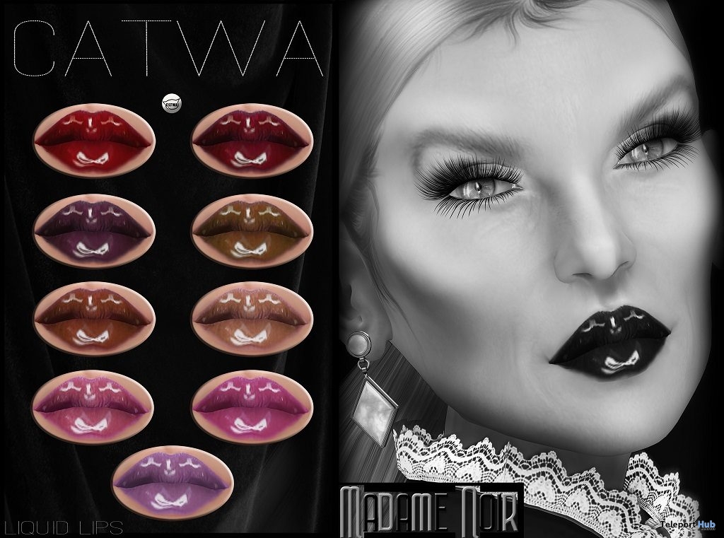 Liquid Lipstick Pack For Catwa Heads March 2019 Subscriber Gift by Madame Noir - Teleport Hub - teleporthub.com
