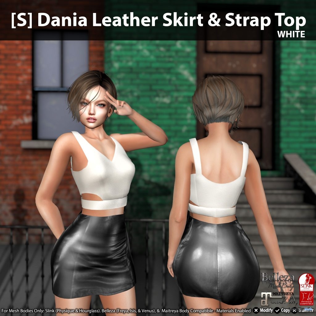New Release: [S] Dania Leather Skirt & Strap Top by [satus Inc] - Teleport Hub - teleporthub.com