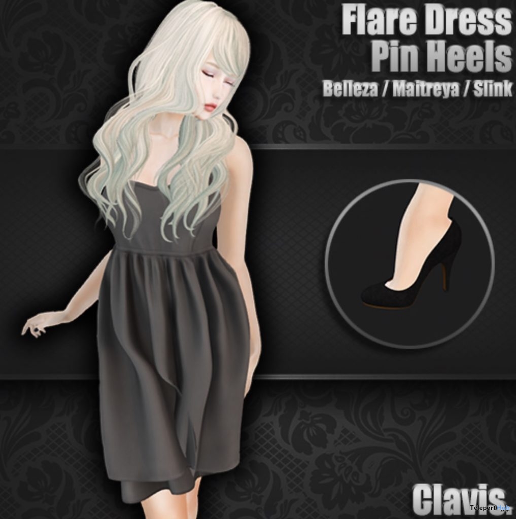 Flare Dress & Pin Heels March 2019 Group Gift by Clavis - Teleport Hub - teleporthub.com