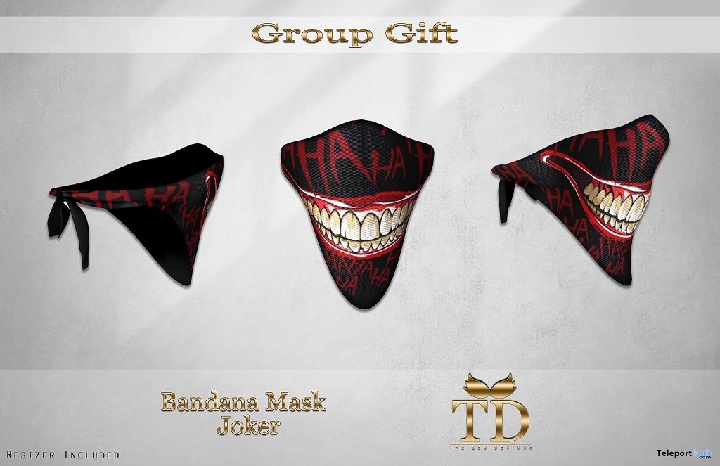Bandana Mask joker April 2019 Group Gift by Treized Designs - Teleport Hub - teleporthub.com