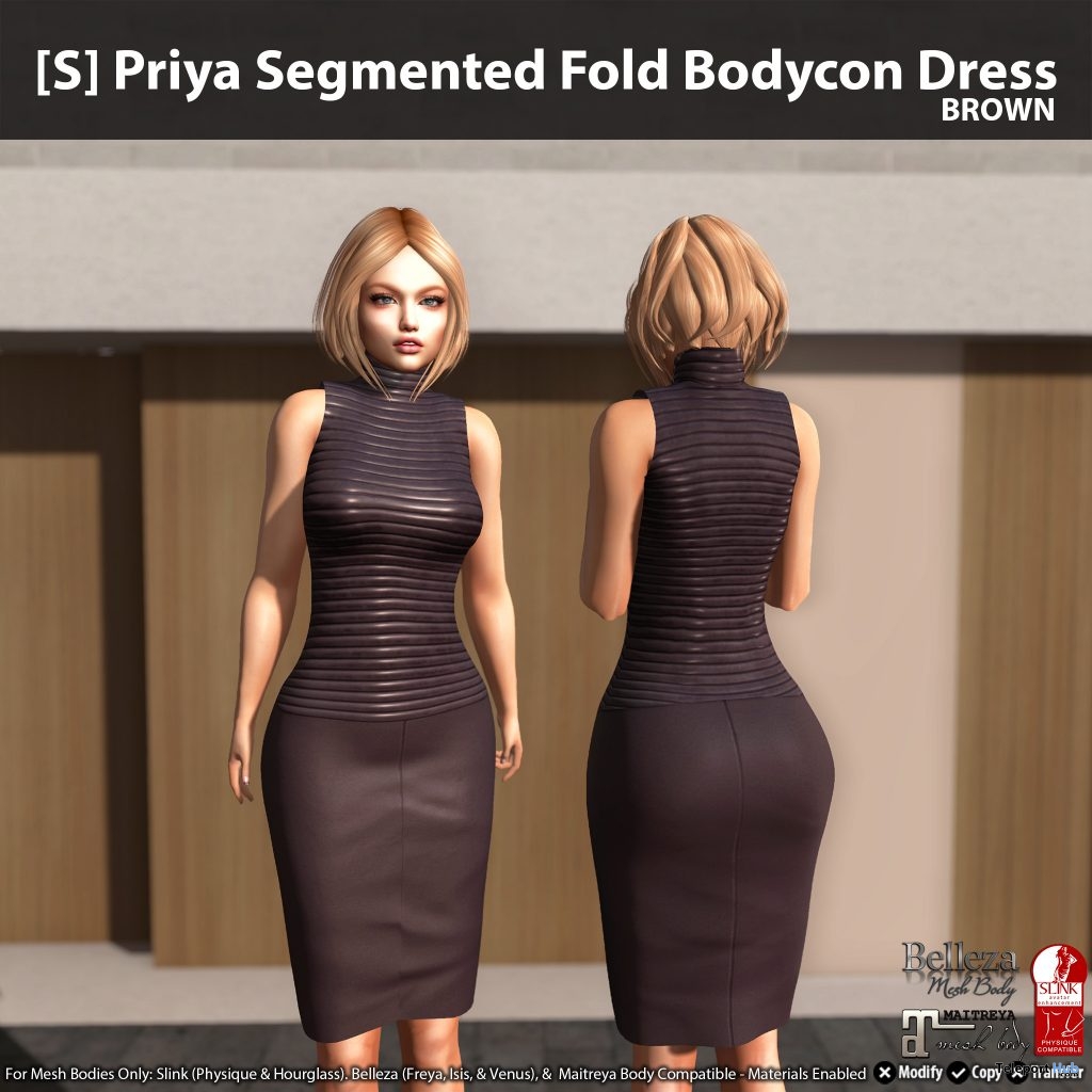 New Release: [S] Priya Segmented Fold Bodycon Dress by [satus Inc] - Teleport Hub - teleporthub.com