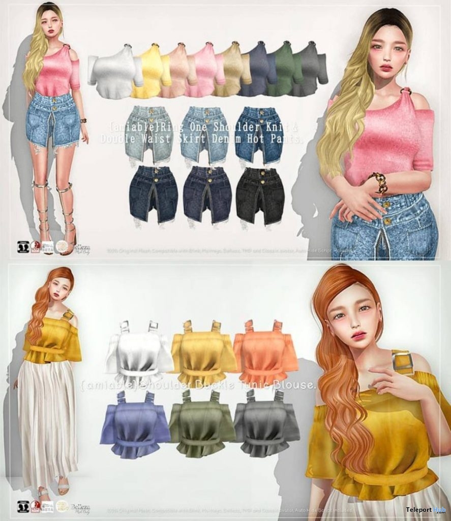 Tunic Blouse, One-shoulder, & Denim Hot Pants 50% Off Promo by {amiable} @ N21 April 2019 - Teleport Hub - teleporthub.com