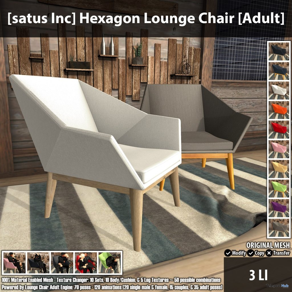 New Release: Hexagon Lounge Chair by [satus Inc] - Teleport Hub - teleporthub.com