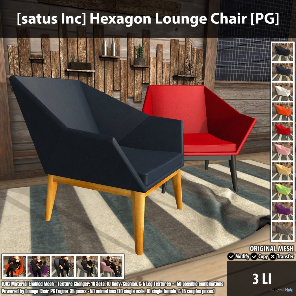 New Release: Hexagon Lounge Chair by [satus Inc] - Teleport Hub - teleporthub.com