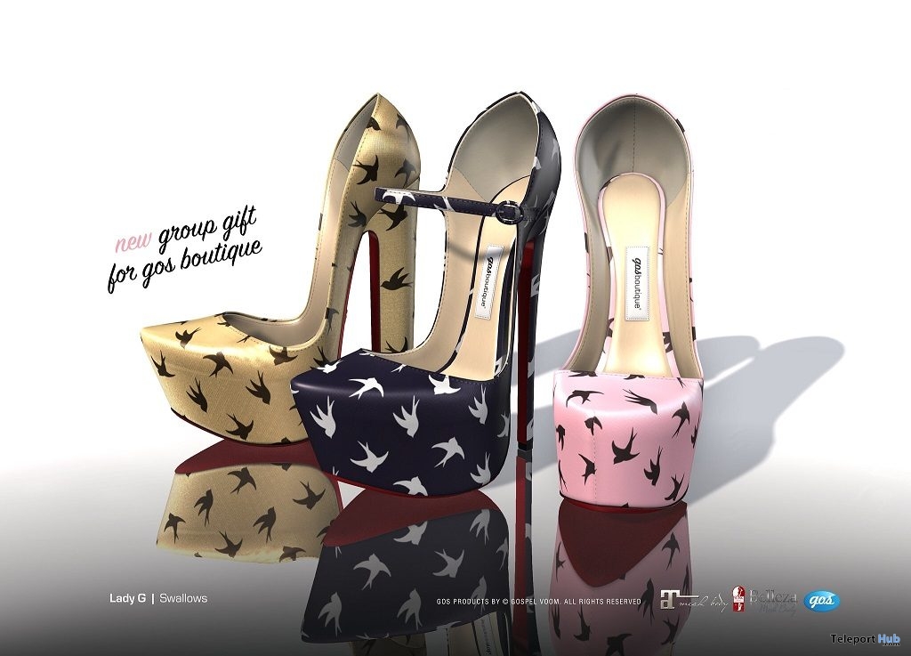 Lady G Platform Pumps Swallows May 2019 Group Gift by Gos Boutique - Teleport Hub - teleporthub.com
