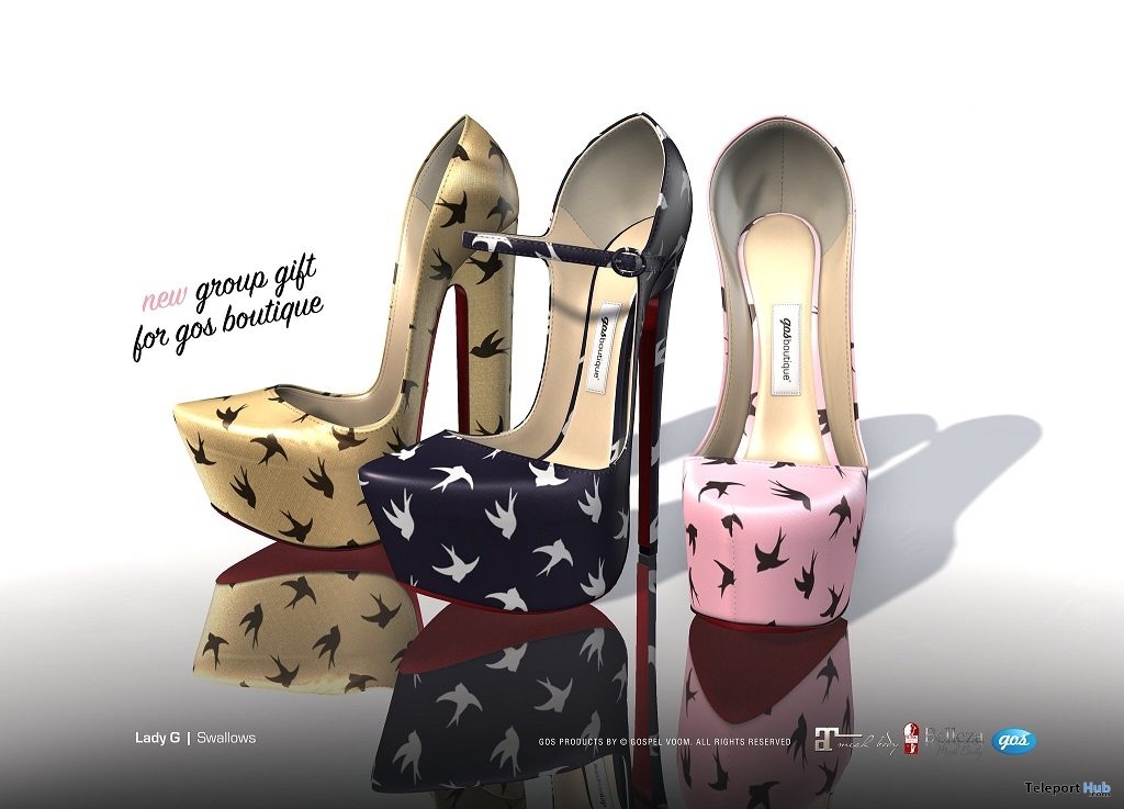 Lady G Platform Pumps Swallows May 2019 Group Gift by Gos Boutique - Teleport Hub - teleporthub.com