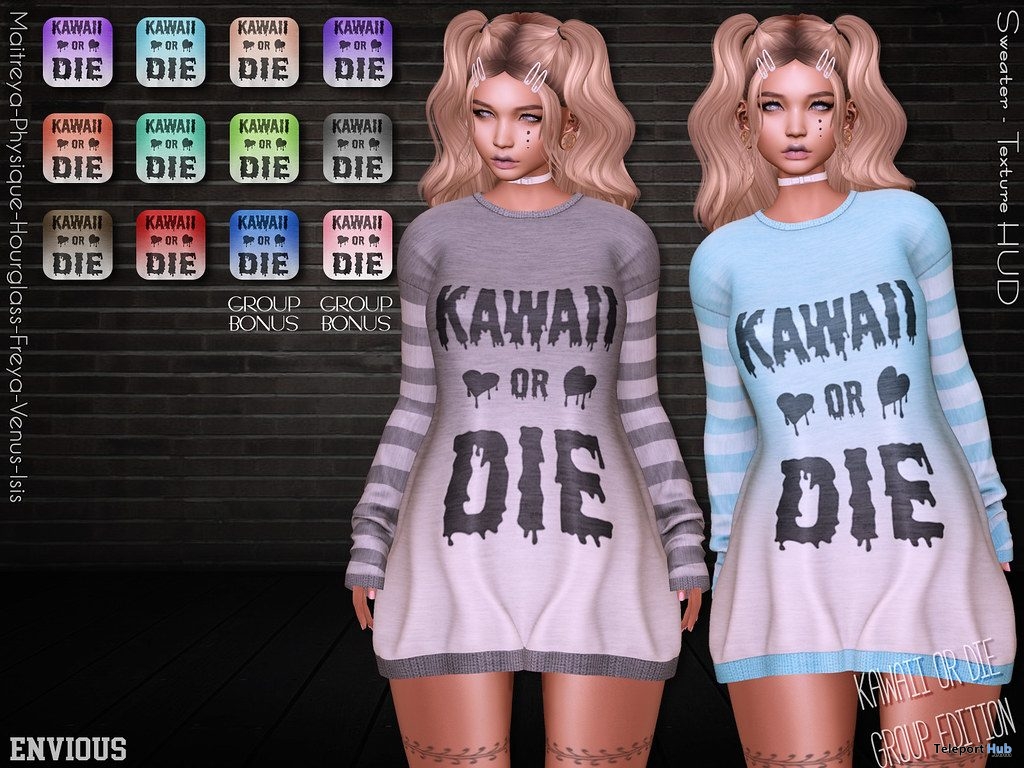 Kawaii Or Die Sweaters Fatpack May 2019 Group Gift by Envious - Teleport Hub - teleporthub.com