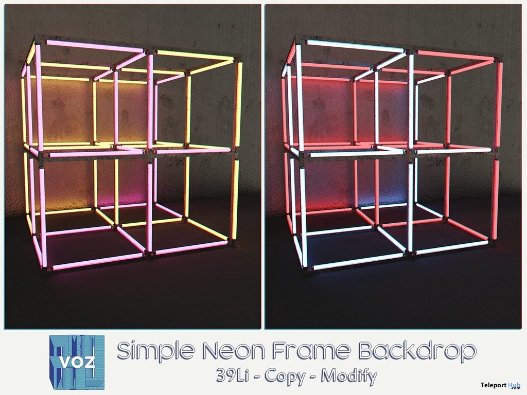 Simple Neon Frame Backdrop May 2019 Group Gift by VO.Z - Teleport Hub - teleporthub.com
