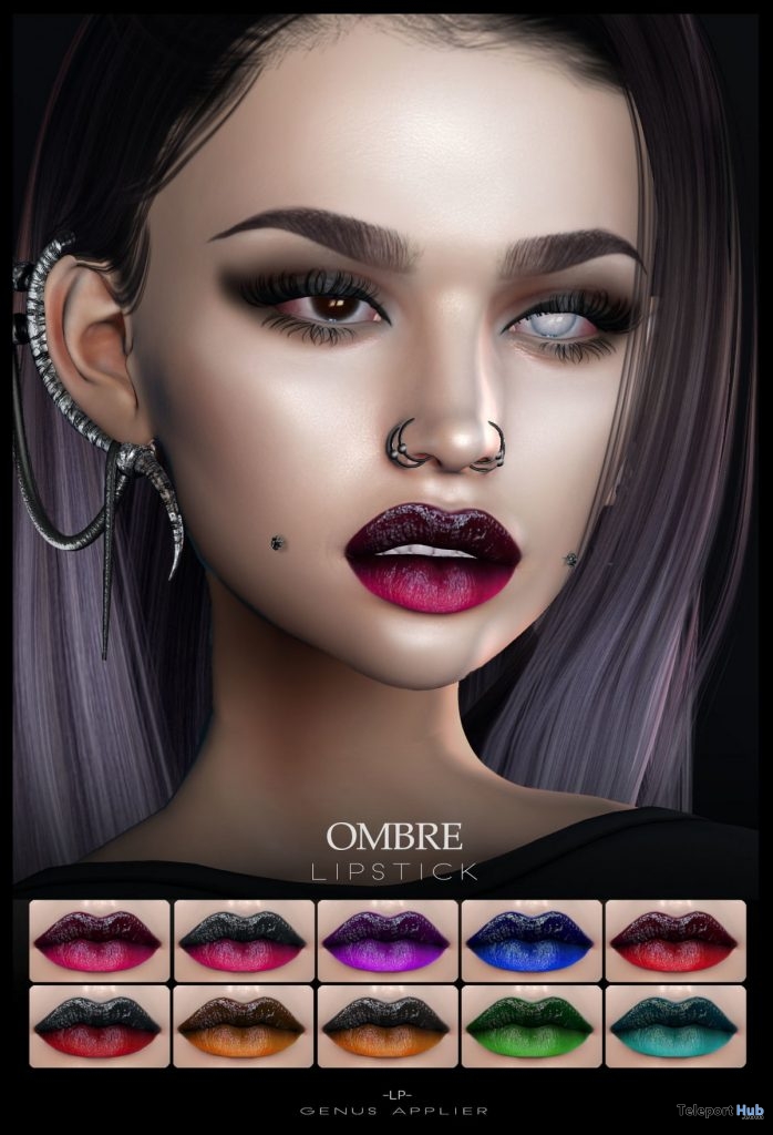 Ombre Lipstick Pack For Genus Mesh Head May 2019 Group Gift by LePunk - Teleport Hub - teleporthub.com
