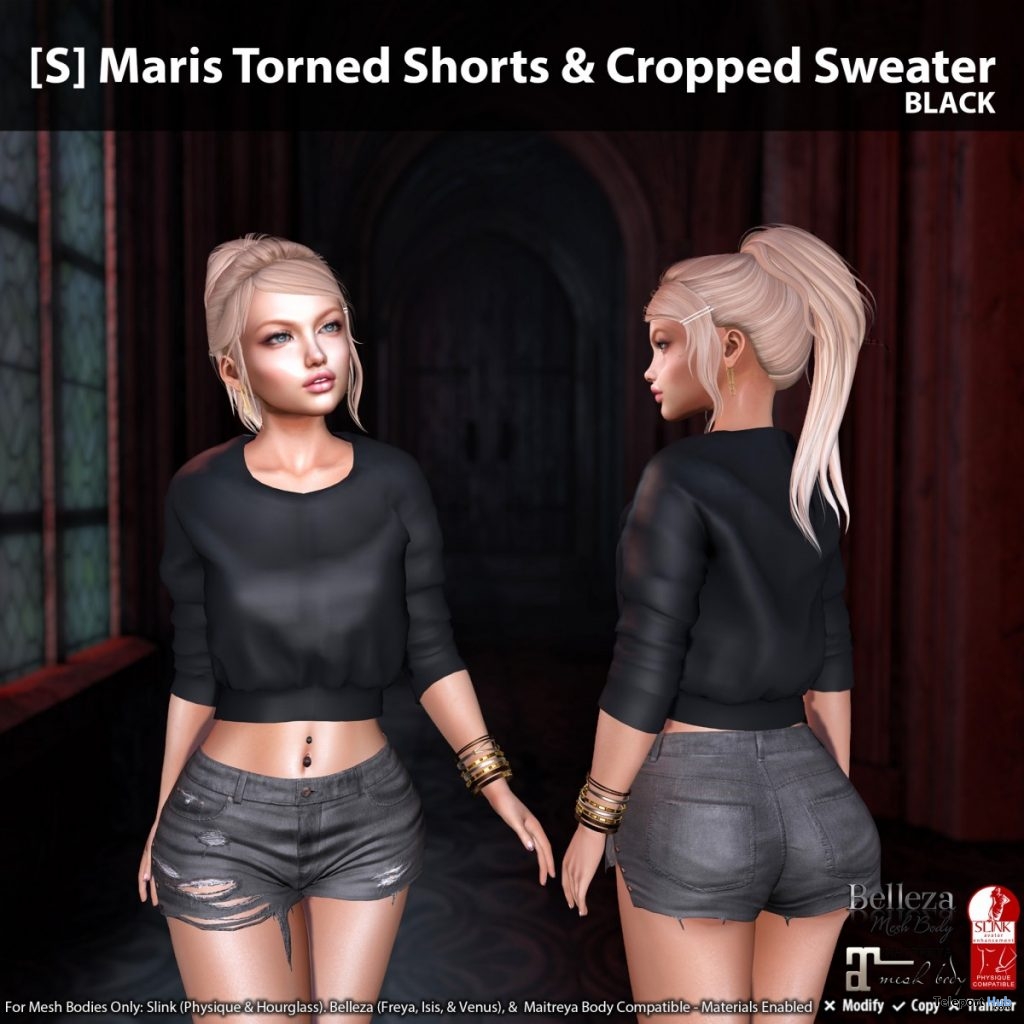 New Release: [S] Maris Torn Shorts & Cropped Sweater by [satus Inc] - Teleport Hub - teleporthub.com