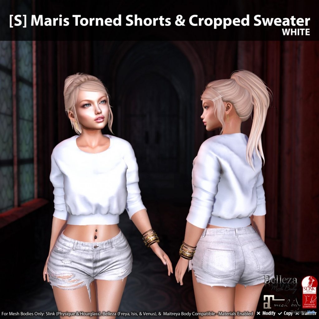 New Release: [S] Maris Torn Shorts & Cropped Sweater by [satus Inc] - Teleport Hub - teleporthub.com