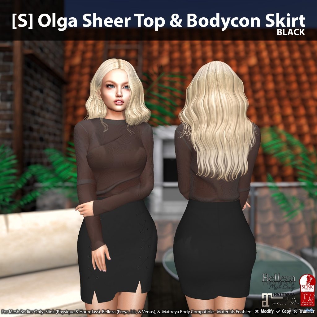 New Release: [S] Olga Sheer Top & Bodycon Skirt by [satus Inc] - Teleport Hub - teleporthub.com