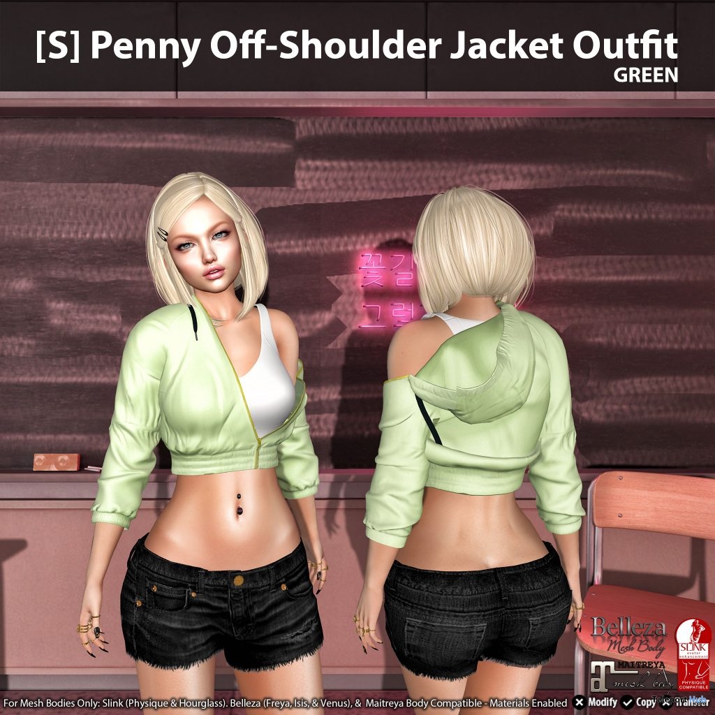  New Release: [S] Penny Off-Shoulder Jacket Outfit by [satus Inc] - Teleport Hub - teleporthub.com