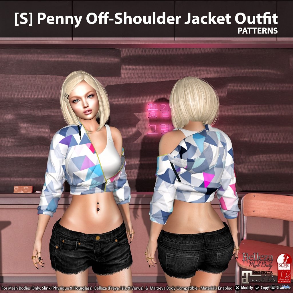  New Release: [S] Penny Off-Shoulder Jacket Outfit by [satus Inc] - Teleport Hub - teleporthub.com