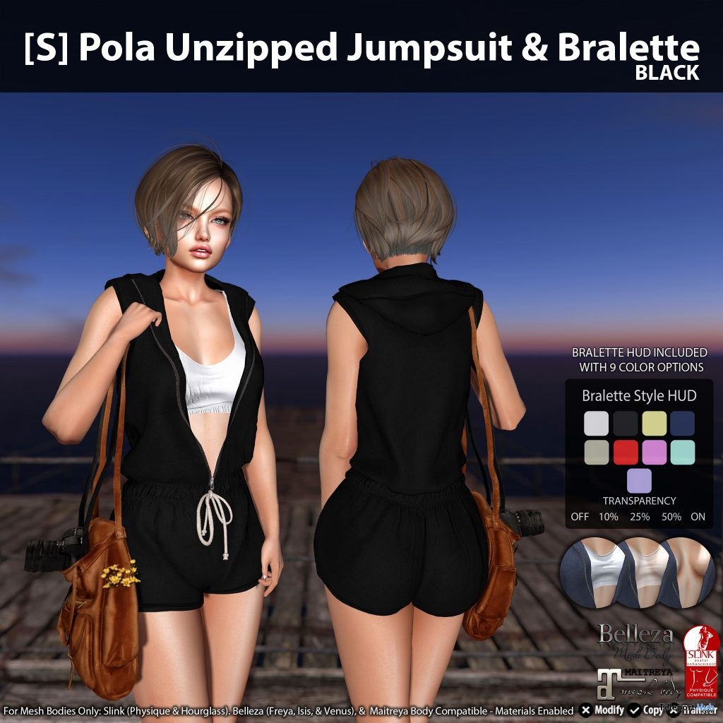 New Release: [S] Pola Unzipped Jumpsuit & Bralette by [satus Inc] - Teleport Hub - teleporthub.com