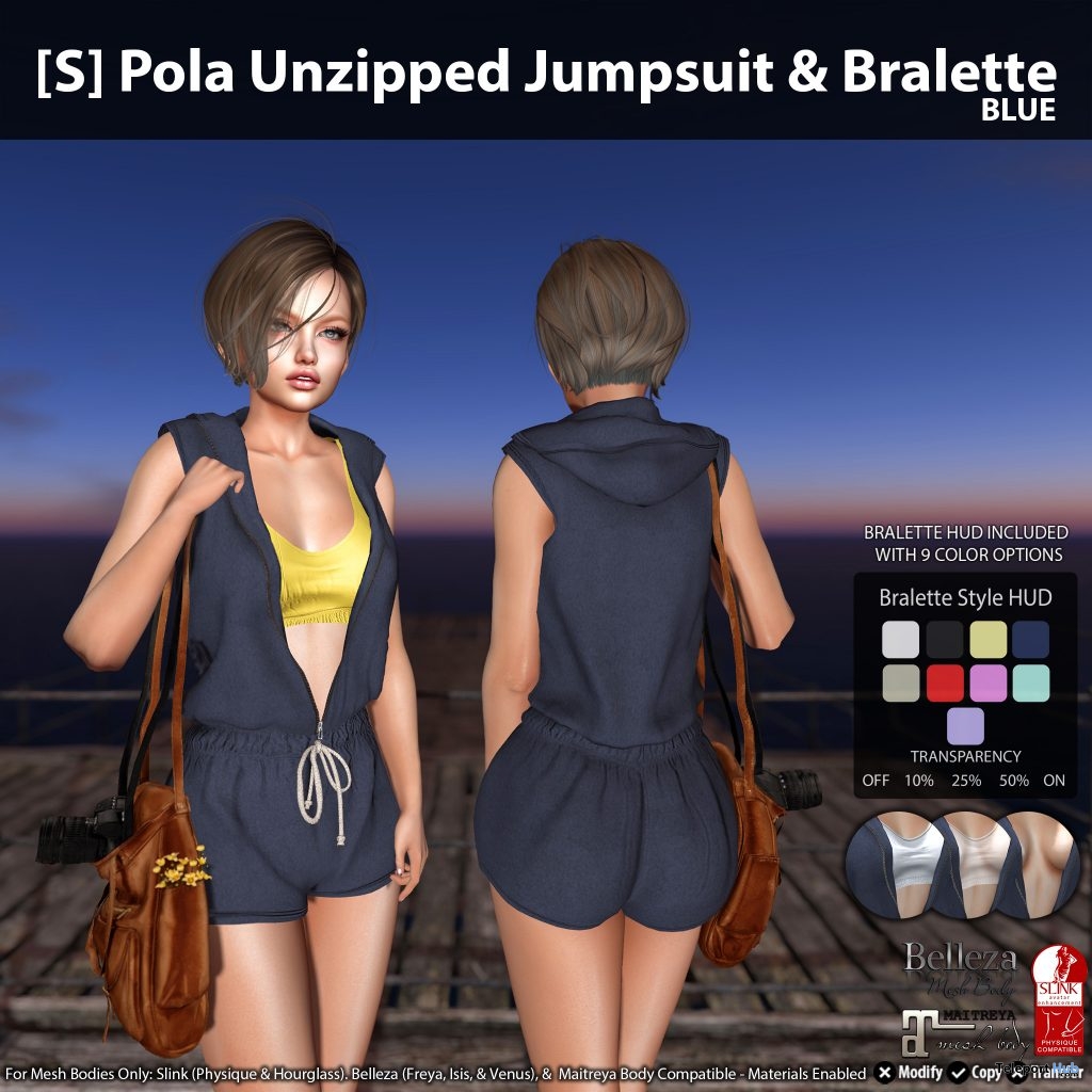 New Release: [S] Pola Unzipped Jumpsuit & Bralette by [satus Inc] - Teleport Hub - teleporthub.com