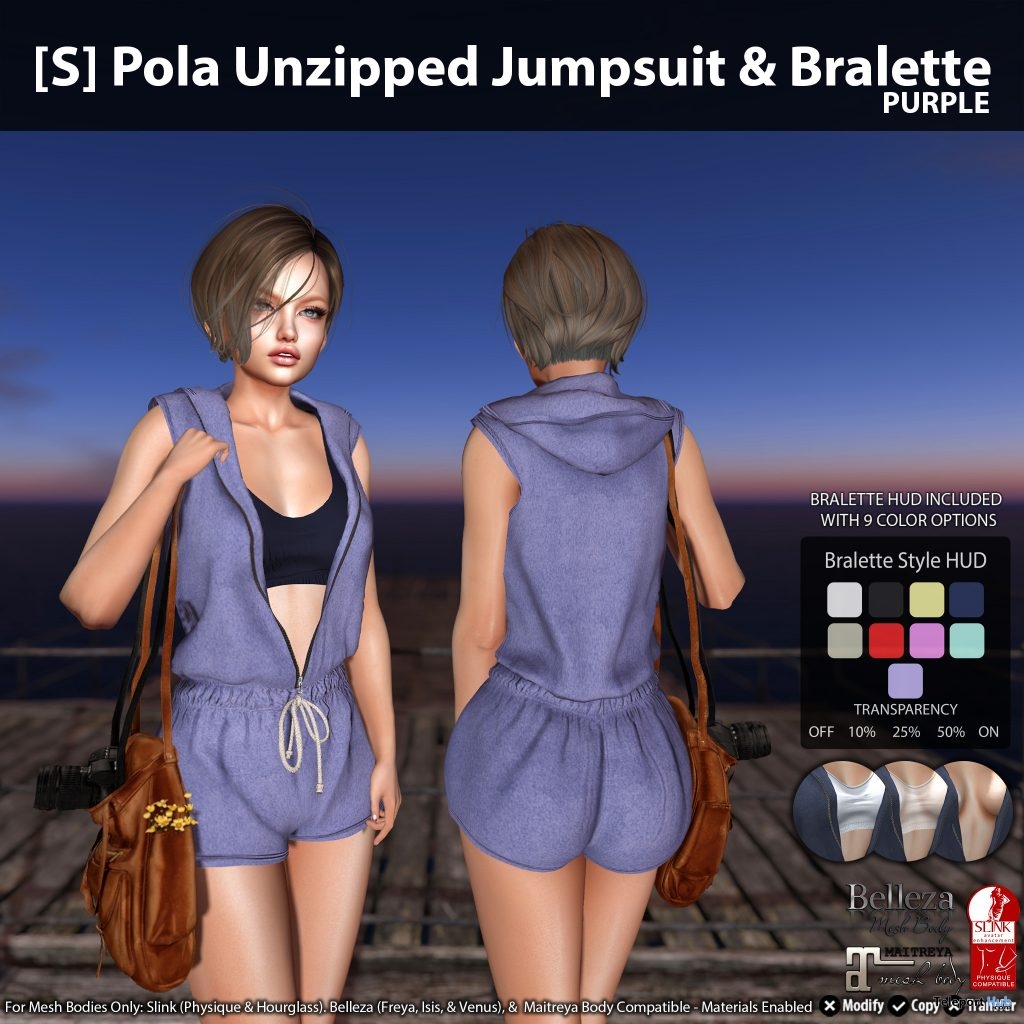 New Release: [S] Pola Unzipped Jumpsuit & Bralette by [satus Inc] - Teleport Hub - teleporthub.com