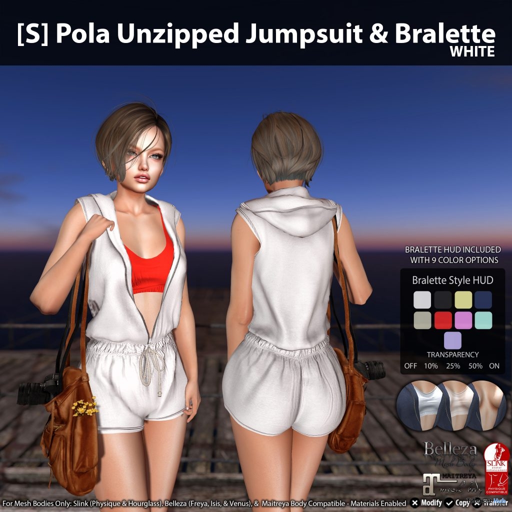 New Release: [S] Pola Unzipped Jumpsuit & Bralette by [satus Inc] - Teleport Hub - teleporthub.com