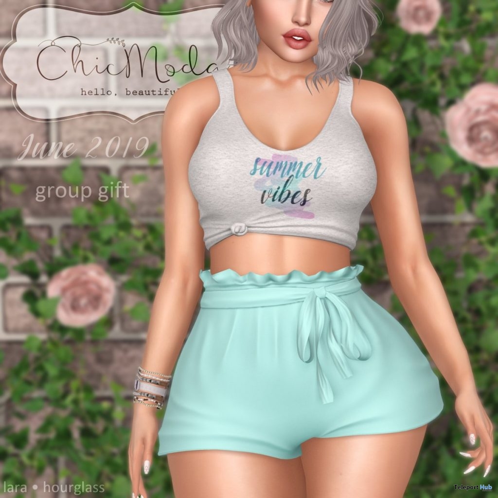 Summer Vibes Top & Shorts June 2019 Group Gift by ChicModa - Teleport Hub - teleporthub.com