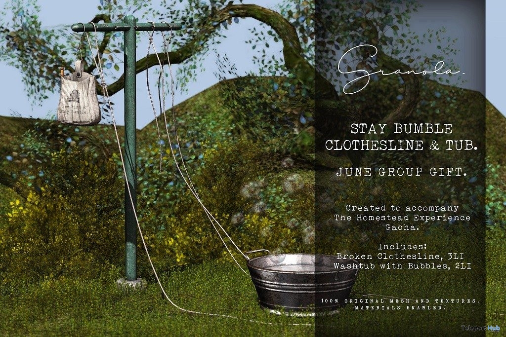 Stay Bumble Clothesline & Tub June 2019 Group Gift by Granola - Teleport Hub - teleporthub.com