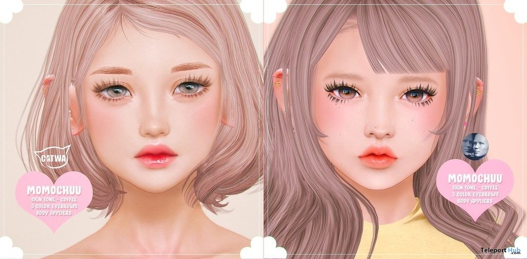 Coco Catwa Head Skin Applier & Yui Genus Head Skin Applier June 2019 Group Gift by MOMOCHUU - Teleport Hub - teleporthub.com